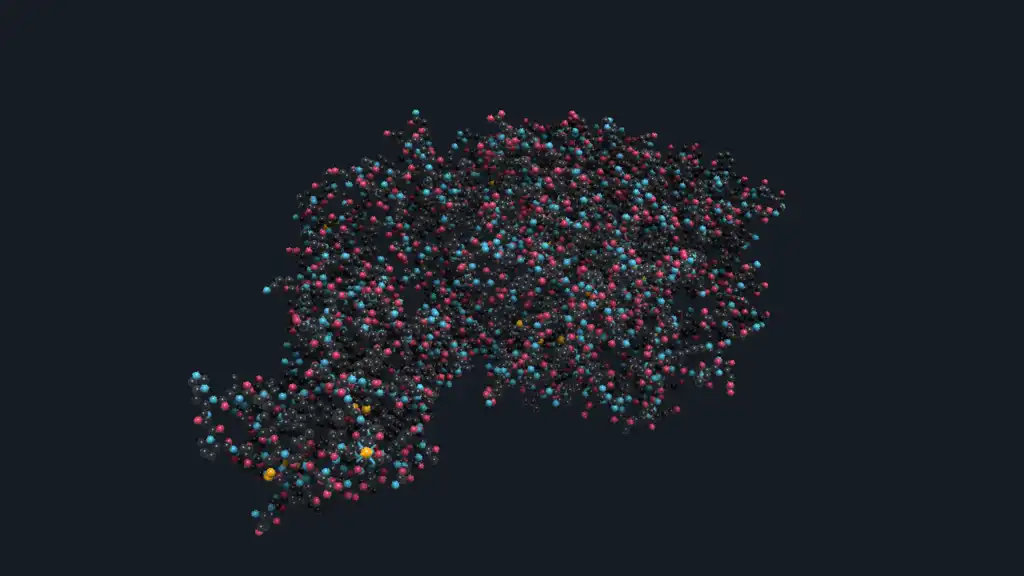 Protein structure rendered by Datoviz